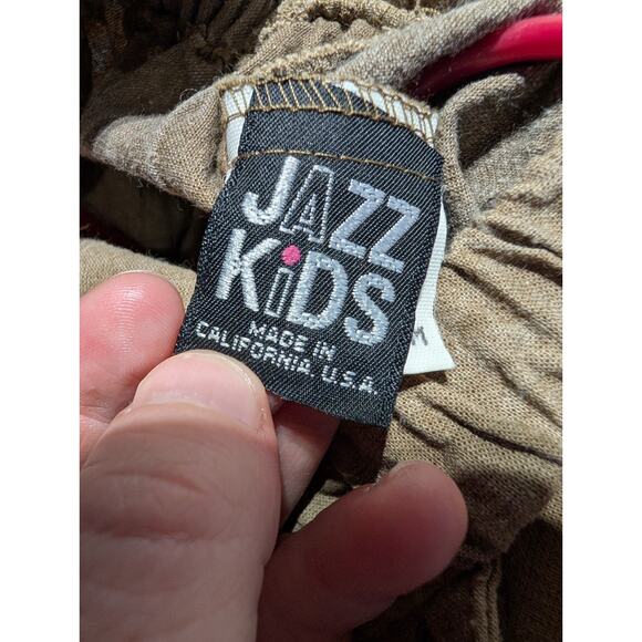 Jazz Kids Girls Vintage Overalls Skirt Sz M Brown Crinkle academia military - Picture 5 of 8